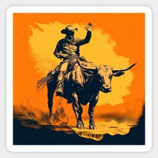 Cowboy & bull III Sticker